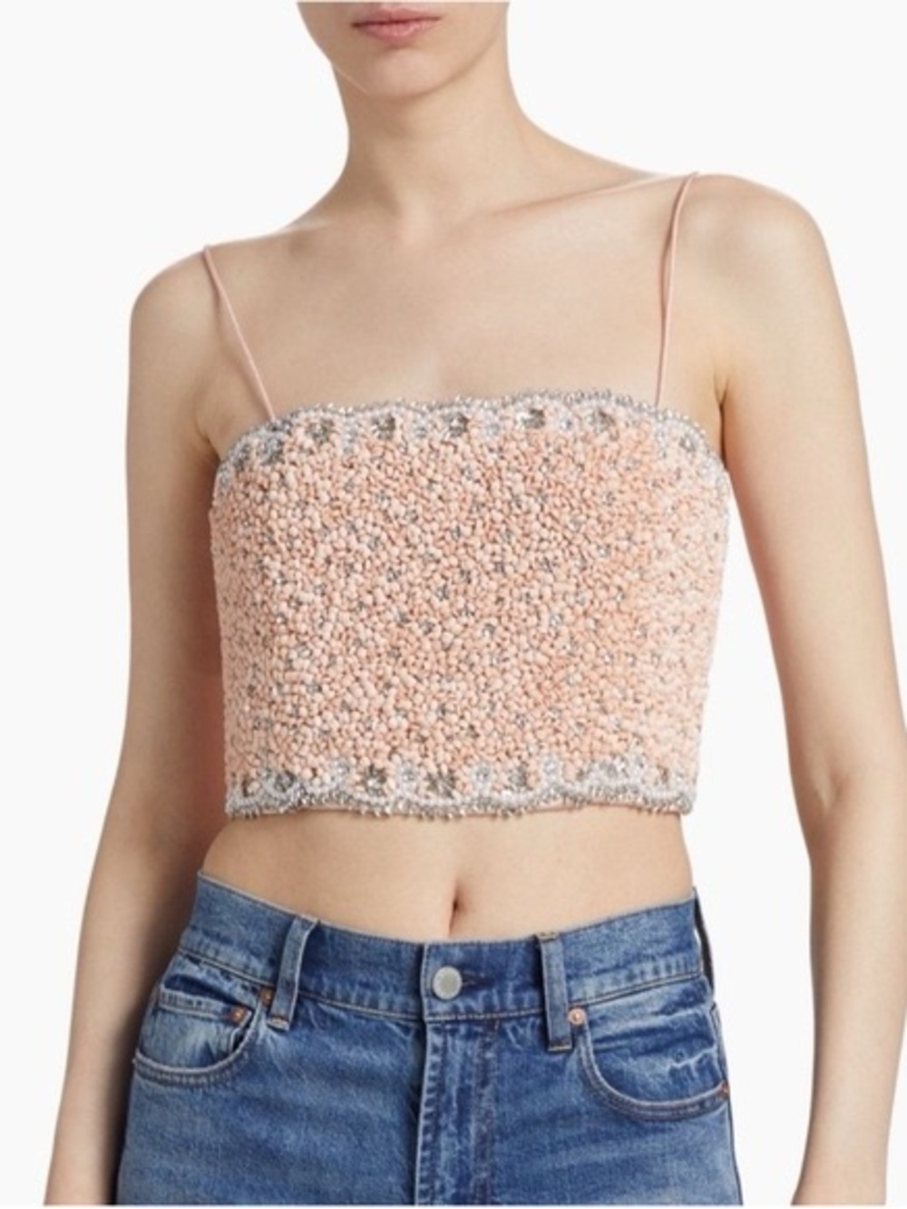 NWT Alice + Olivia Ceresi Embellished Spaghetti Strap Top Beaded Sz 6